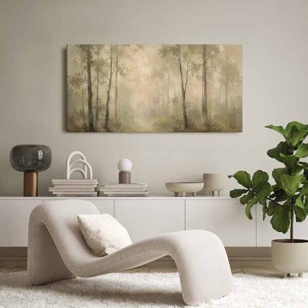 Quadro su tela – Foresta silenziosa nella foschia mattutina