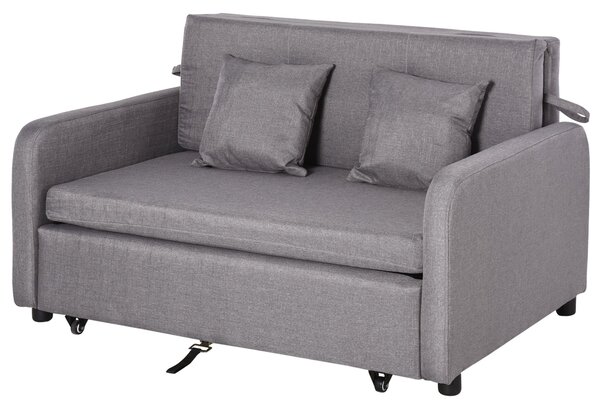 Divano Letto 2 Posti 136x92x84 cm in Lino Grigio