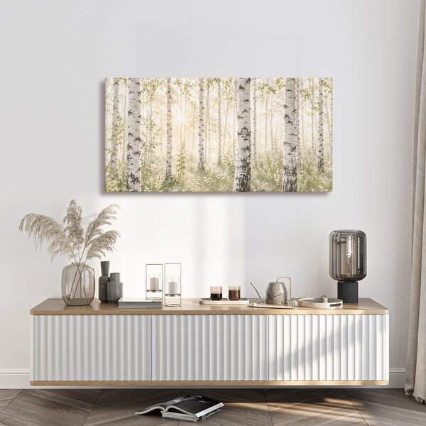 Quadro su tela – Luce del mattino tra le betulle