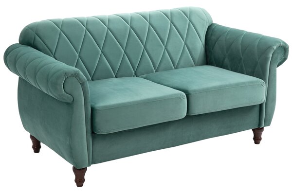 Divano 2 Posti 148x72x76 cm in Tessuto Verde