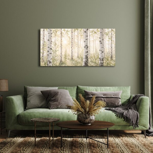 Quadro su tela – Luce del mattino tra le betulle
