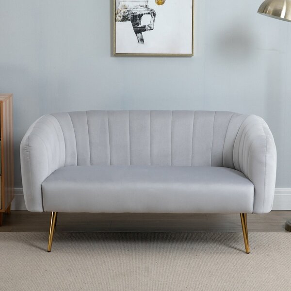Divano 2 Posti in Tessuto 143x74x71,5 cm Grigio