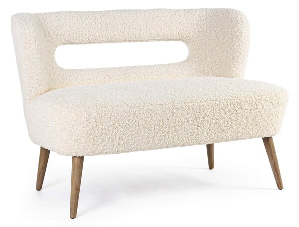 Divano 2 Posti 115x68x78 cm in Legno e Poliestere Effetto Lana Cortina