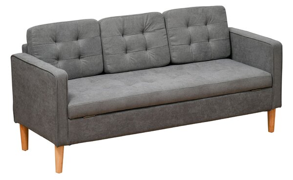 Divano 3 Posti 166,5x62x82 cm in Tessuto Grigio