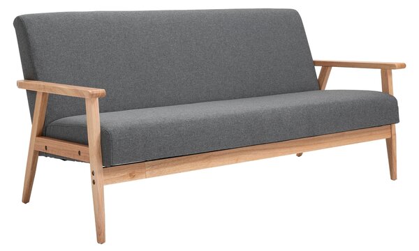 Divano 3 Posti 154,5x68x73 cm in Tessuto e Legno Grigio