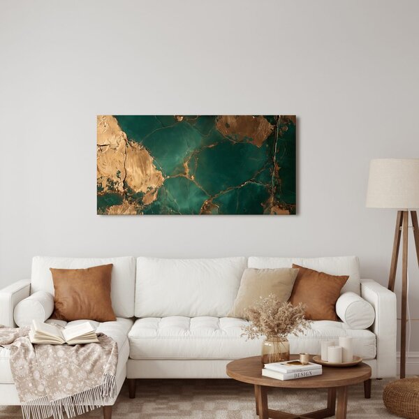 Quadro su tela – Lussuosa composizione marmorea verde e oro