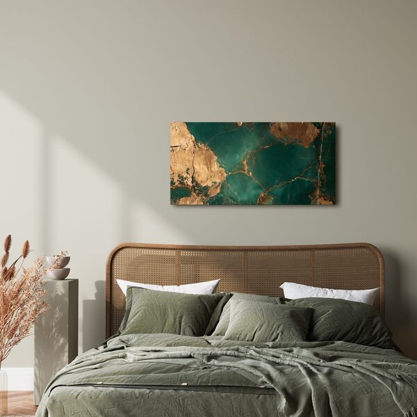 Quadro su tela – Lussuosa composizione marmorea verde e oro