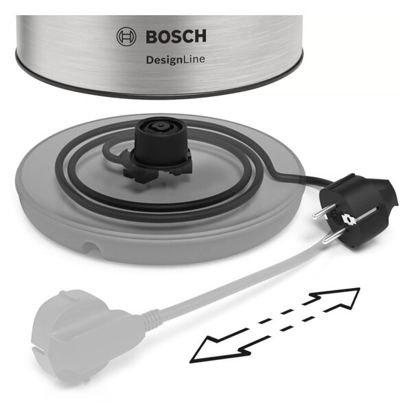 Bosch TWK3P420 Inox DesignLine Bollitore 1.7L 2400W Indicazione Tazza Filtro Calcare AutoOff
