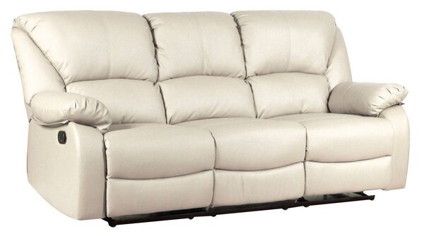 Divano 3 Posti Reclinabile Manuale 194x97x101 cm in Similpelle Rudy Beige
