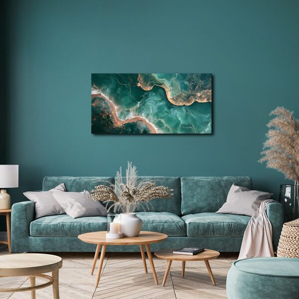 Quadro su tela – Onde dorate su turchese