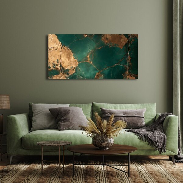 Quadro su tela – Lussuosa composizione marmorea verde e oro