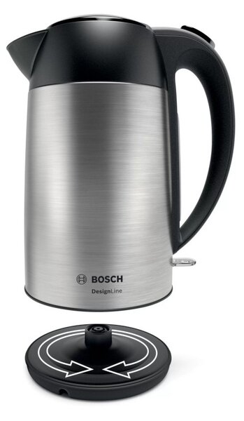 Bosch TWK3P420 Inox DesignLine Bollitore 1.7L 2400W Indicazione Tazza Filtro Calcare AutoOff