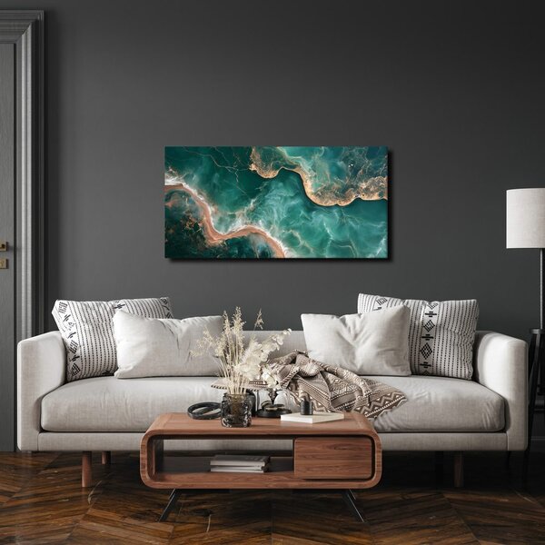Quadro su tela – Onde dorate su turchese