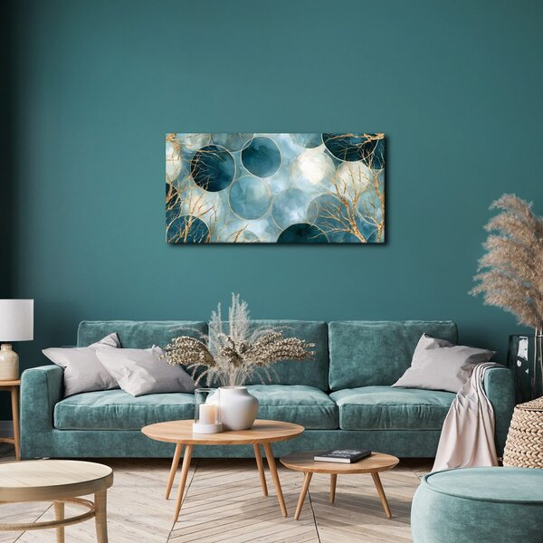 Quadro su tela – Cerchi turchesi con oro