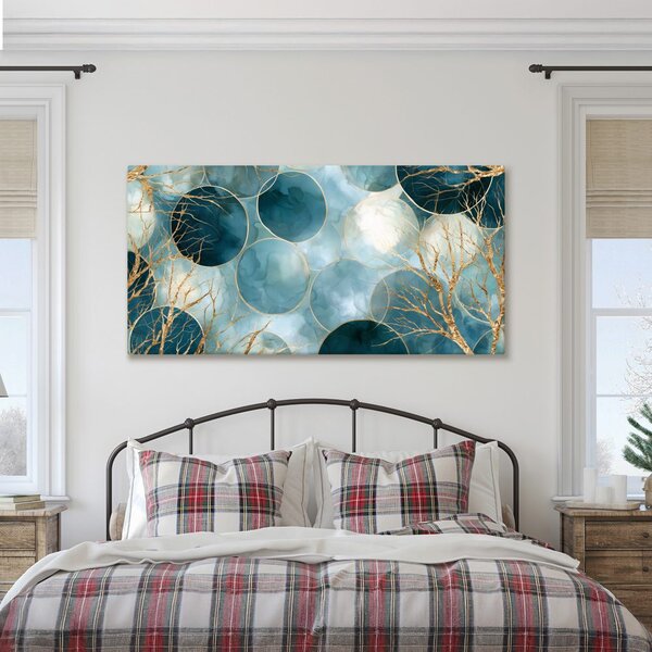 Quadro su tela – Cerchi turchesi con oro