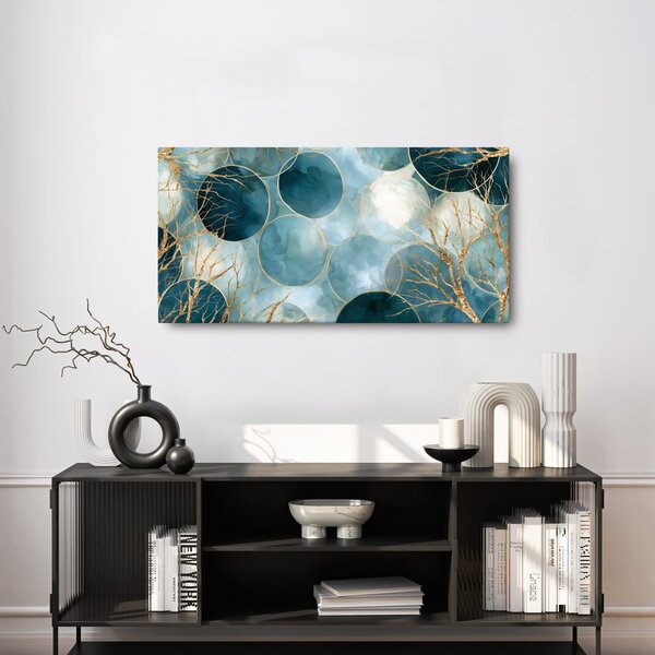 Quadro su tela – Cerchi turchesi con oro