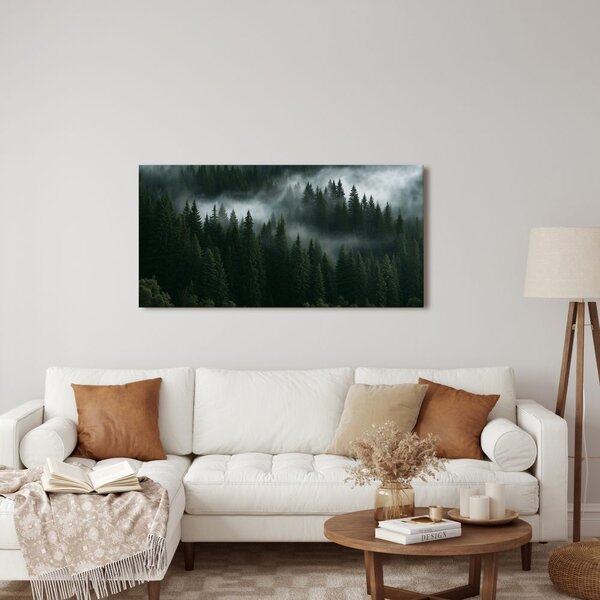Quadro su tela – Foresta oscura avvolta dalla nebbia