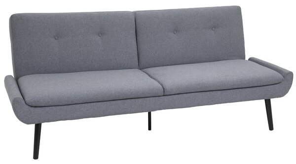 Divano Letto 3 Posti 195x84x82 cm in Tessuto Effetto Lino Grigio