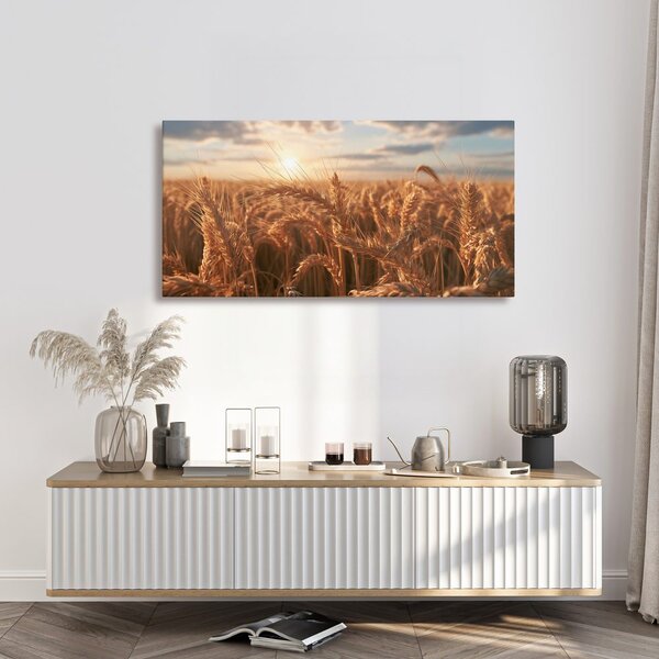 Quadro su tela – Campo estivo sotto il cielo serale