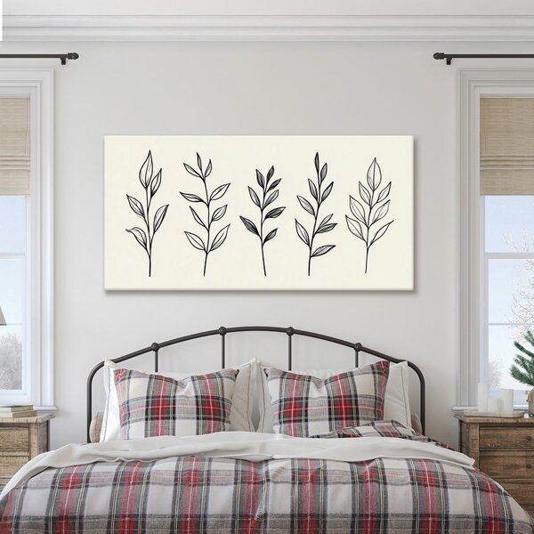 Quadro su tela – Delicate linee botaniche di foglie