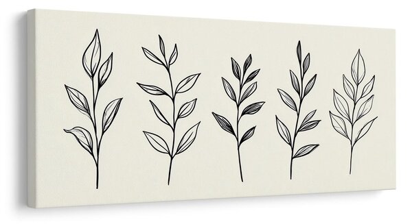 Quadro su tela – Delicate linee botaniche di foglie