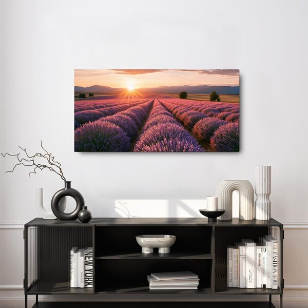 Quadro su tela – Lavanda viola nel paesaggio