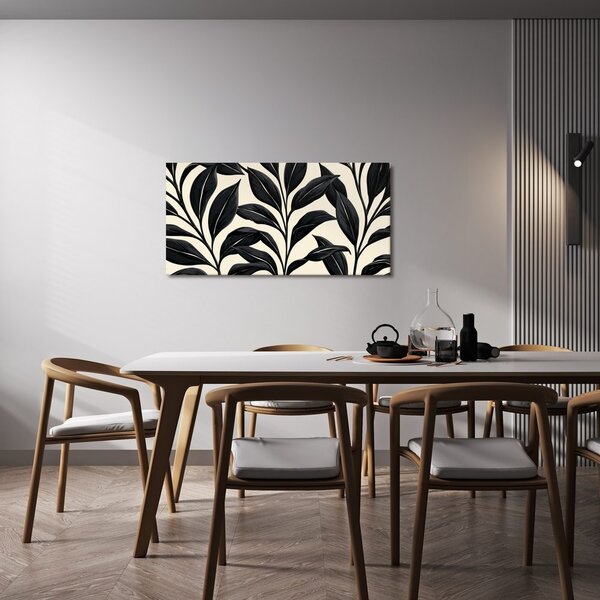 Quadro su tela – Foglie botaniche minimaliste a contrasto