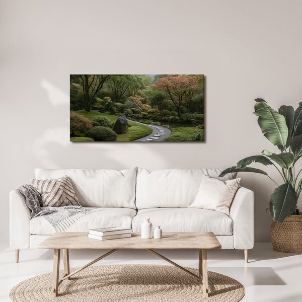 Quadro su tela – Giardino nebbioso con laghetto
