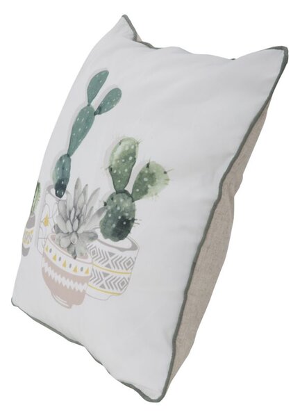 Cuscino Cactus 45x45 cm Poliestere Bianco e Verde