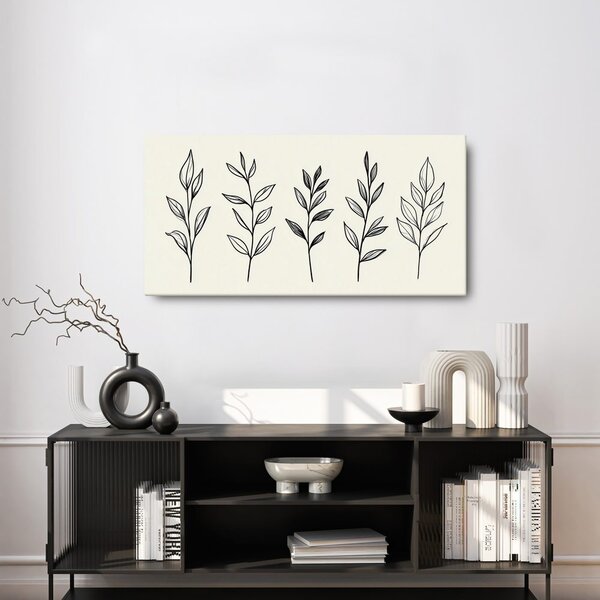 Quadro su tela – Delicate linee botaniche di foglie