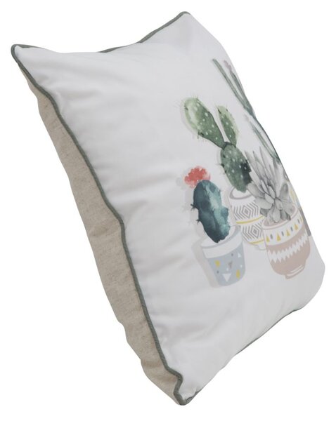 Cuscino Cactus 45x45 cm Poliestere Bianco e Verde