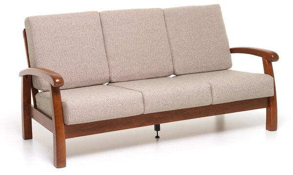 Divano 3 Posti 180x88x87 cm Cuscini in Stoffa Ecrù