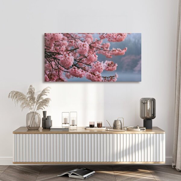 Quadro su tela – Sakura in fiore sull’acqua calma