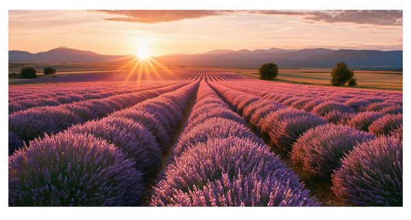 Quadro su tela – Lavanda viola nel paesaggio