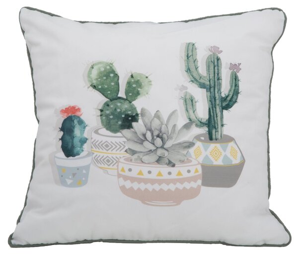 Cuscino Cactus 45x45 cm Poliestere Bianco e Verde