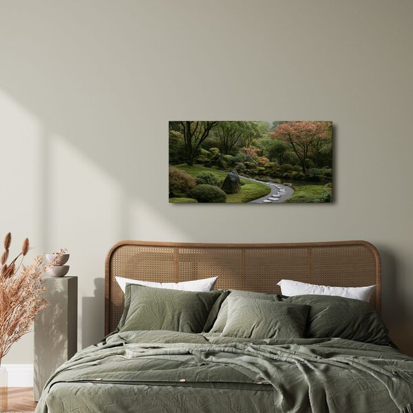 Quadro su tela – Giardino nebbioso con laghetto