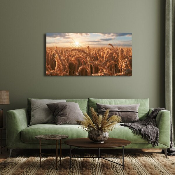 Quadro su tela – Campo estivo sotto il cielo serale