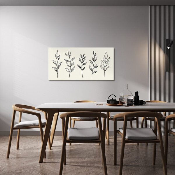 Quadro su tela – Delicate linee botaniche di foglie