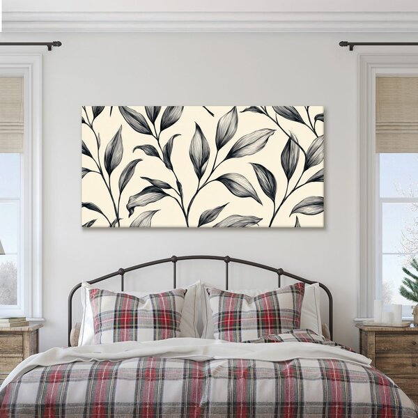 Quadro su tela – Eleganti foglie botaniche su beige