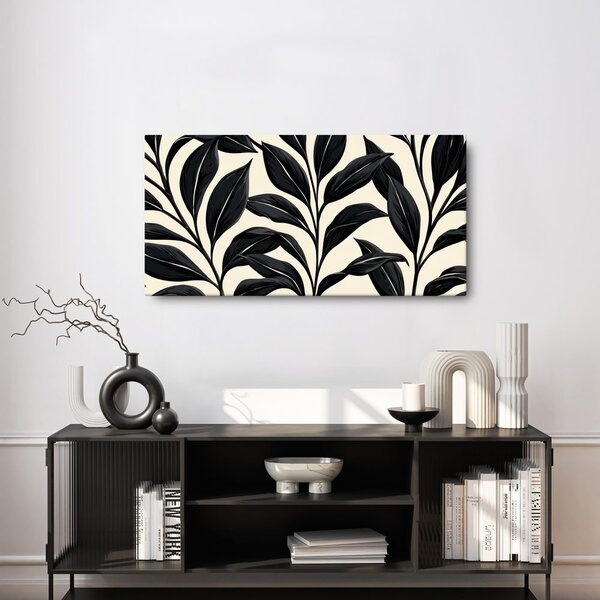 Quadro su tela – Foglie botaniche minimaliste a contrasto
