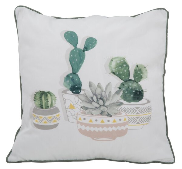 Cuscino Cactus 45x45 cm Poliestere Bianco e Verde