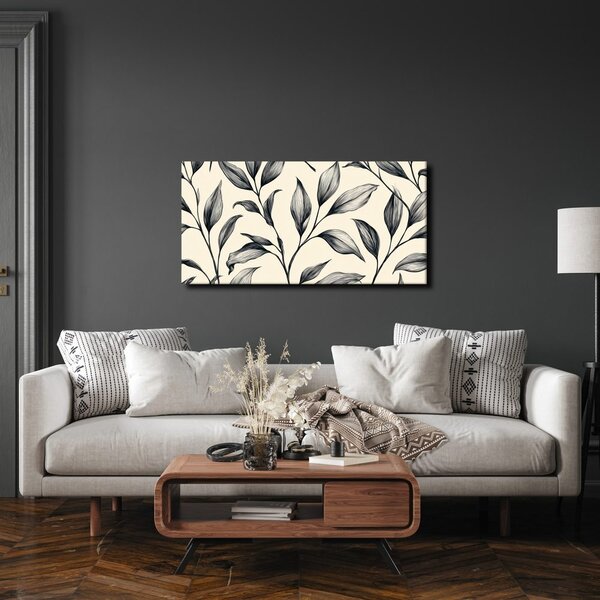 Quadro su tela – Eleganti foglie botaniche su beige
