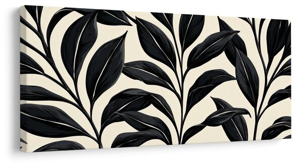 Quadro su tela – Foglie botaniche minimaliste a contrasto