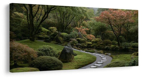 Quadro su tela – Giardino nebbioso con laghetto