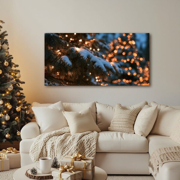Quadro su tela – Luci natalizie sulla neve