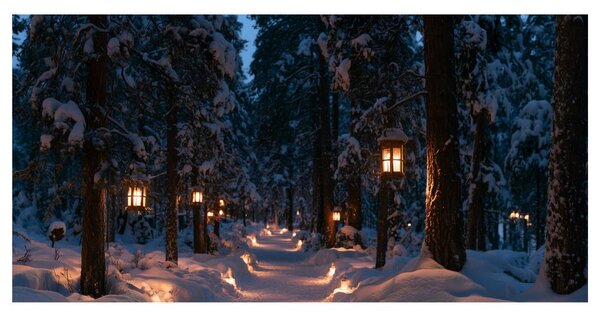 Quadro su tela – Sentiero invernale nel bosco incantato
