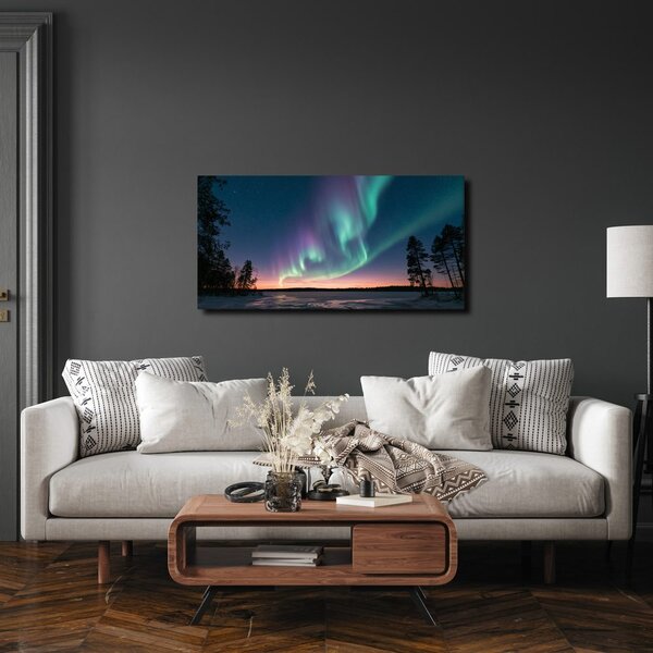 Quadro su tela – Aurora boreale colorata nel silenzio