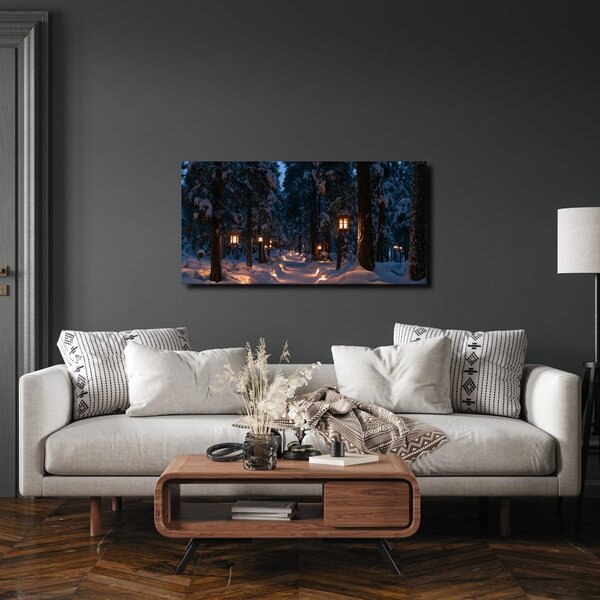 Quadro su tela – Sentiero invernale nel bosco incantato