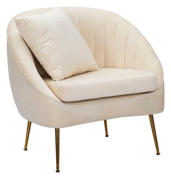 Poltrona Venice Crema 85x66x78 cm in Legno Spugna e Poliestere e Metallo Oro