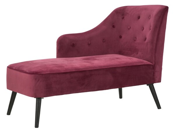 Chaise Longue Paris 132x62x90 cm Legno Spugna e Velluto Sintetico Bordeaux e Nero